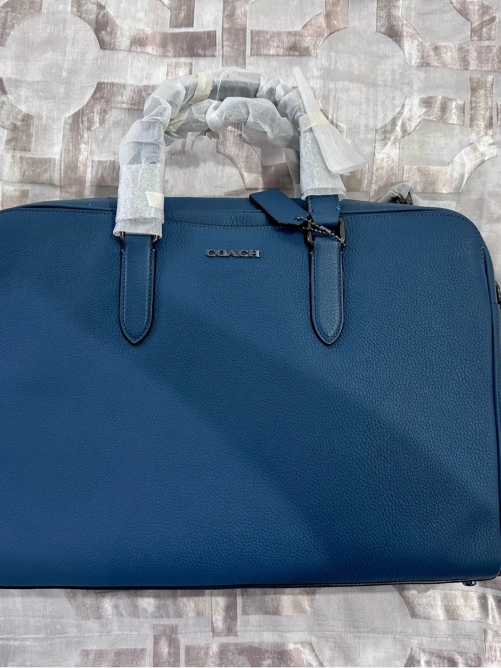 Coach Men's Graham Structured Leather Briefcase in Deep Blue